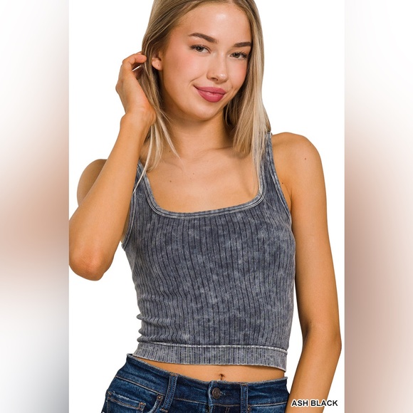 Zenana Ribbed Reversible Crop Tank – Size S/M - Picture 2 of 4